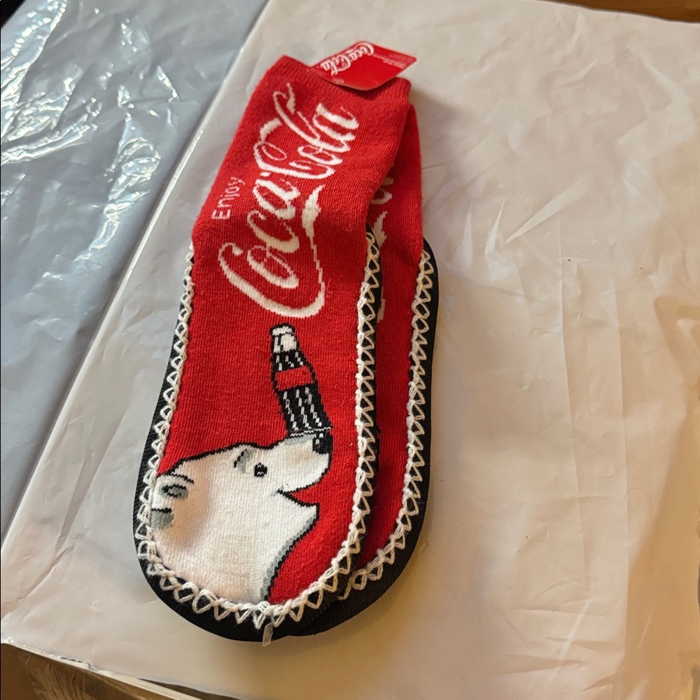 BRAND NEW COCA-COLA slippers SOCKS NEW